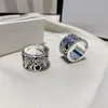 Klaster Pierścienie Włochy Design Para retro srebrne pierścień Anioł motyw palec dla kobiet mężczyzn logo klasyczny litera luksusowa biżuteria rin