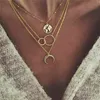 Pendanthalsband Vintage Moon Map Halsband för kvinnor Bohemian Multilayer Circle Beads Chain Choker Fashion Jewelry 2023 Hovellant