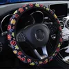 Steering Wheel Covers Car Anti-Slip Interior Cover Skidproof Auto Steering-Wheel Flower Printing Silk Fabric Car-stylingSteering