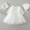 Girl Dresses Girl's White Baby Long Sleeved Formal For Spädbarn Prinsess Birthday Party Wedding Toddler Chirstening Gown