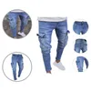 Jeans pour hommes Fabulous Plus Size Men Stretchy Stylish Male Multi Pockets Ripped Holes Casual PantsMen's Drak22