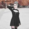 Casual Dresses Bodycon Dress Black Women's Fashion Gothic Pure Color Hooded Low Cut Cold Shoulder Zippe Mini Sukienki Damskie