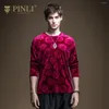 Herr t-skjortor pinli 2023 Spring Round Neck Slim Flanell Rose Casual Warm Long Sleeve T-Shirt Wild Tide Märke B201111055