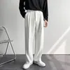 Heren broek mannen passen lente herfst massief volle baggy Koreaanse casual breed been mannelijke broek zwart witte rechte bodem streetwear