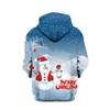 Moletom de moletria masculina estilo estilo Europa e America Teenager 3D Snowman Hoodie Trendência Cool