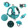 Dog Collars Harness With 1.5m Traction Leash Set No Pull Adjustable Reflective Breathable Pet Vest For Small Dogs Cats