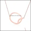 Pendant Necklaces Rose Gold Plated Stainless Steel Necklace Az English Alphabet Initial Capital Letter Fashion Jewelry For Women Dro Dhsf0