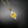 Naszyjniki Kobiety w stylu europejskim i amerykańskim geometryczne żółte kryształowo cyrkon Diamond kwiat wisiorek złoty łańcuch obojczyka dziewczyny