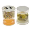 Boîtes de rangement Pot de cornichons Distributeur sec et humide Olives Conteneur de sablier pour la cuisine à domicile faisant l'organisateur de séparateur de jus