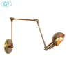 Vägglampor industriell art deco lätt olje mässing finish swing arm picture lamp e27 vintage guld sconces