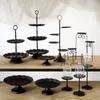 Assiettes Gâteau Stand Plateau En Fer Noir Bonbons Snack Dessert Table Fête De Mariage Décoration Vaisselle Cuisine Européenne Assiette