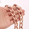 Cadenas de moda para hombre, joyería de acero inoxidable, cadena de eslabones cubanos de 13/15/19mm de ancho, collar o pulsera de Color oro rosa de 7-40 pulgadas