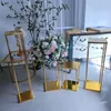 Party Decoration Wedding Artificial Flower Stand Gold-Plated Rectangle Home Outdoor Table Centerpiece Metal Frame Backdrop