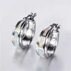 Hoop Earrings Boho Female White Blue Fire Opal Cute Small Round Circle For Women Vintage Silver Color Wedding