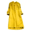 Koszulki damskie koszule Tunikowe sukienka 2023 Wiosna Kobiet Bottons Buttons Bottons Pockets żeńskie solidne szaty sukienki vestidoswomen's el