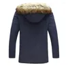 Men's Down Winter Nice Mens Pure Color Thick Warm Fashion Hooded Leisure Coat Jackets / Male Igh-quality Cotton Casual