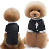 Dog Apparel Pet Clothes Black Bow Tie Gentleman Formal Party Wedding Coat Jacket Grooming S/M/L'XL/2XL