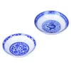 Dinnerware Sets 2Pcs Ceramic Condiment Plates Seasoning Trays Mustard Sushi (Blue)