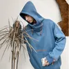 Erkek Hoodies Sonbahar Kış Plus Velvet Sweatshirt Traild Pullover Kapşonlu Pamuk Gevşek Stand-Yama Öğrenci Ceket Büyük Boyut