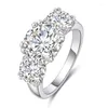 Pierścienie klastra 5ct Three Stone D Color Moissanite Diamond Wedding Wedding 925 Srebro dla kobiet