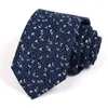 Bow Ties Men's Luxury Business Tie Blue 7CM For Men High Qulity Fashion Formal Necktie Gentleman Work Party Neck With Gift Box
