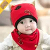 Gorros y gorros 2 unids/set, gorro tejido para bebé, gorro con orejas de algodón para niños y niñas, conjunto de bufanda de invierno, accesorios para niños de 0 a 24M