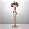 Party Decoration 10Sets Gold Flower Vases Candle Holders Stand Wedding Table Centerpiece Rack Pillar Candlestick Candelabra