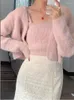 الحياكة النسائية Hsa Mohair Cardigan Cardigan Women Corean Style عارضة سترة الأزرق السترة الطويلة قمم الطول