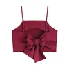Tanques femininos Mulheres Lady Lady Summer Sling Sleeseless Camisole Fashion Strap the Bow Back Crop Top