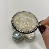 Takılar Düz Yuvarlak Abalone Kabuk Yapışkan Elmaslar Moda Kolye Kolye Bilezik Mücevherleri DIY Yapma Boyutu 33mm