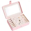 Jewelry Pouches Exquisite Jeweler Box Earring Ring Necklace Mirrored Storage Case Portable Display Holder Women Gift