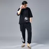 Active Sets Men Yoga Set Sportswear Cotton Linen Loose Chinese Traditional Casual Jogger Workout Outfit Meditation Sweatshirt Sweatpant