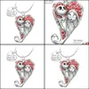 Pendentif Colliers Halloween Eve Horreur Collier en forme de coeur Diamondstudded Grie Doll Tendance de la mode européenne et américaine Drop Delive DHSNT