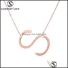 Pendant Necklaces Rose Gold Plated Stainless Steel Necklace Az English Alphabet Initial Capital Letter Fashion Jewelry For Women Dro Dhsf0