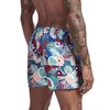 Мужские шорты мужчины повседневные напечатанные пляжные купальники бегают свободные карманные бордовые сухожили