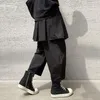 Herenbroek mannen vouwen splits causaal losse casual wide been harem pant man man Japan stijl streetwear gothic punk rokbroek