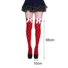 Women Socks 1 Pair Halloween Stocking Candy Color Bowknot Scary Sweat Absorb Cosplay Personality Street Sexy Night