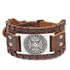 Bracelets de Tennis à la mode Design nordique Bracelet croix irlandaise en cuir tressé hommes Viking Rune accessoires bijoux de fêteTennis