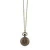 Pocket Watches Vintage Classical Nature Bronze Design Quartz Bekijk analoge hanger ketting