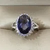 Wedding Rings Vintage vrouwelijk blauw kristal liefde ring klassieke zilveren kleur luxe bruids ovale verloving voor dameswedding rita222222
