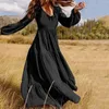 Sukienki swobodne kobiety Kobiety Spring Solid Kolor Sukienka Moda długie lekkie rękawy luźne sztuka Sundress Vintage#40