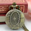 Pocket Watches Vintage Classical Nature Bronze Design Quartz Bekijk analoge hanger ketting