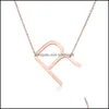 Pendant Necklaces Rose Gold Plated Stainless Steel Necklace Az English Alphabet Initial Capital Letter Fashion Jewelry For Women Dro Dhsf0