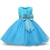 Girl Dresses Born Princess Baptism Dress For Baby First Birthday Party Toddler Tulle Fabric Christening Bow Knot Gown