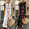 Casual Dresses Women Dress Boho Floral Print Sleeveless Summer Party Long Maxi Elegant Lady Holdiay Beach Sundress Split Female Clothing