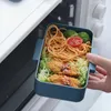 Juegos de vajilla de plástico portátil, caja Bento de 2 capas, almuerzo apto para microondas para escuela, oficina y picnic