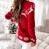 Chandails pour femmes Christmas Coltweneck Elk imprimé tricot Femme Pull à manches longues Hiver d'automne Hiver Lady Elegant All-Match