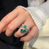 Eheringe Vintage Thress-Stone Simulation Smaragdgrün CZ Ring für Frauen Verlobung Braut Party Schmuck Jubiläumsgeschenk