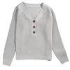 Dames truien vrouwen gebreide vesten trui mode lange mouw losse pullovers herfst jas jas knop dikke v nek oversized kenn22