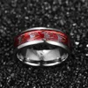 Trouwringen Jqueen 8mm brede ingelegde Red Opal Paper Spider Motif Tungsten Steel Men's Ring Band Carbide T227R